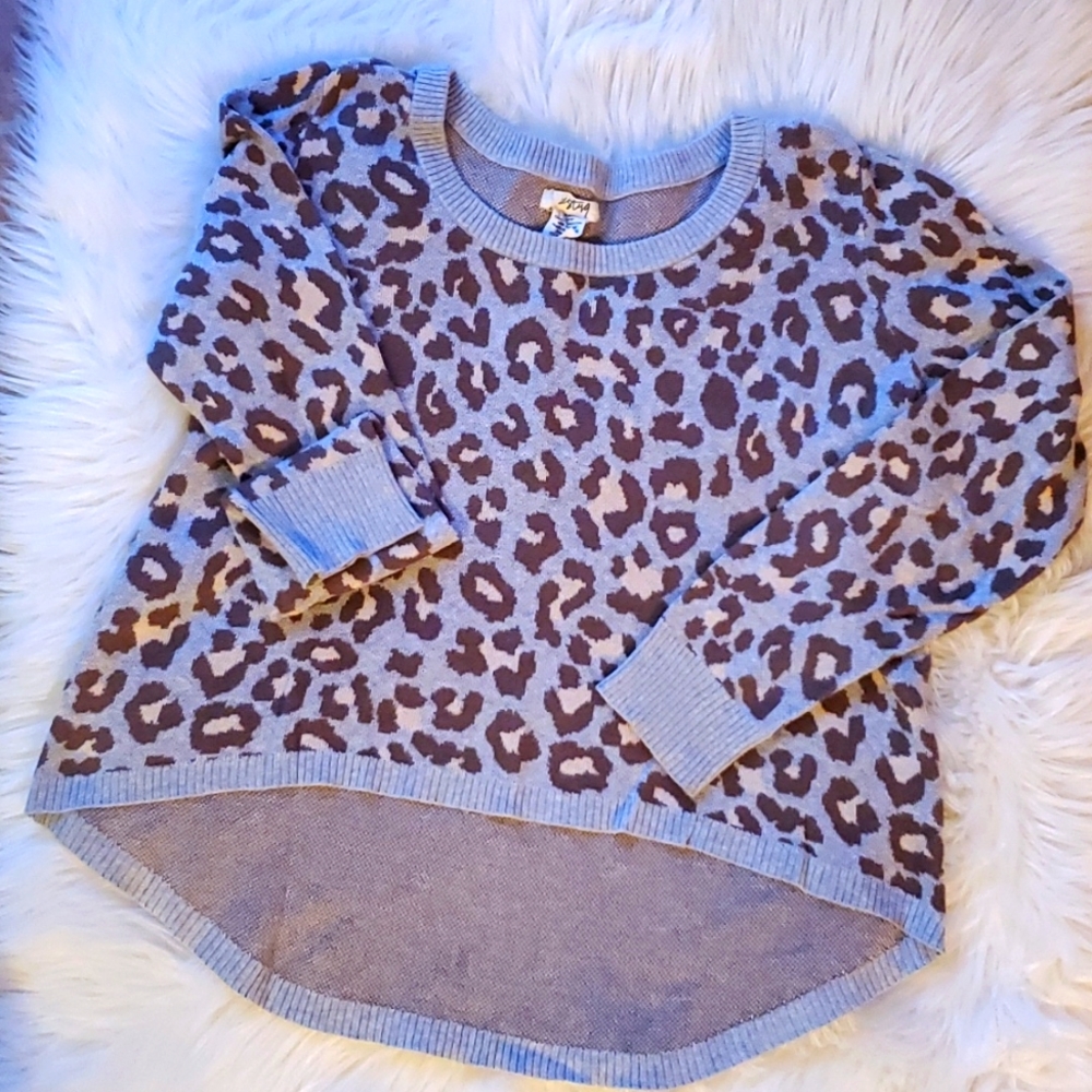 Cheetah print asymmetrical sweater